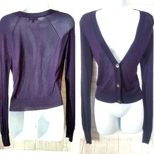 GAP Purple Sheer Button Down Cardigan